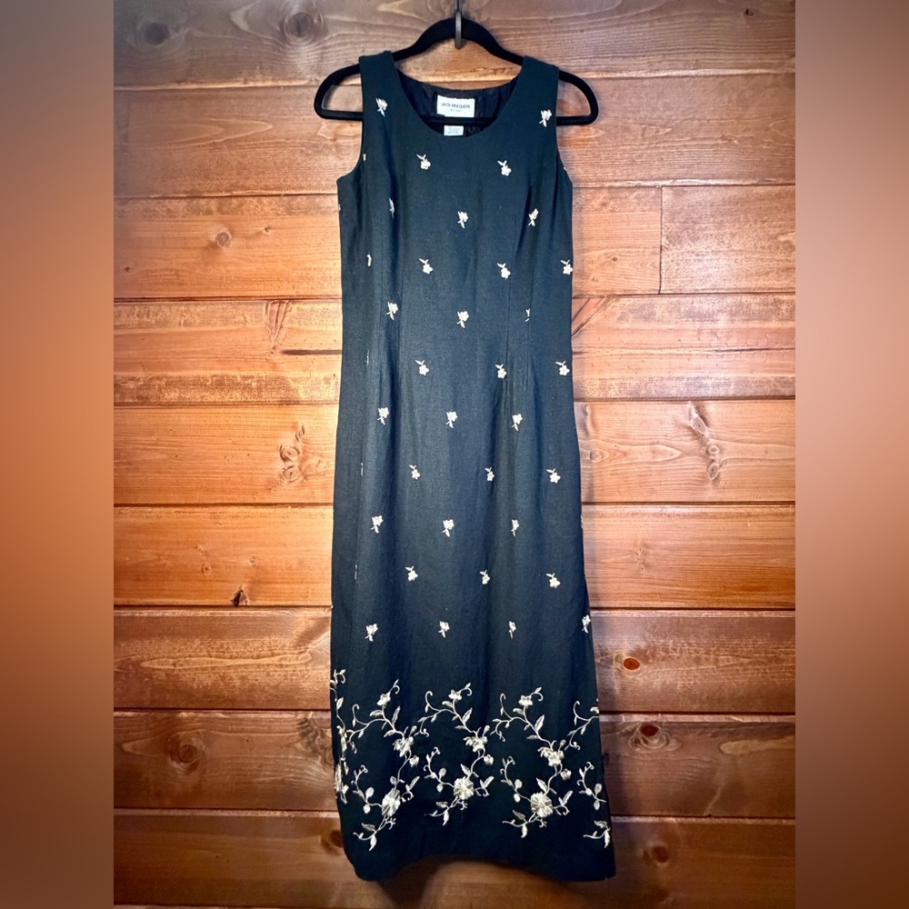 Black Embroidered Midi Dress Size 6